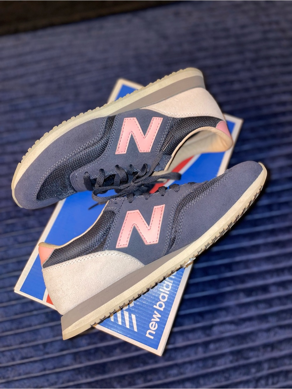 New Balance Navy and Pink Retro Runner Sneakers